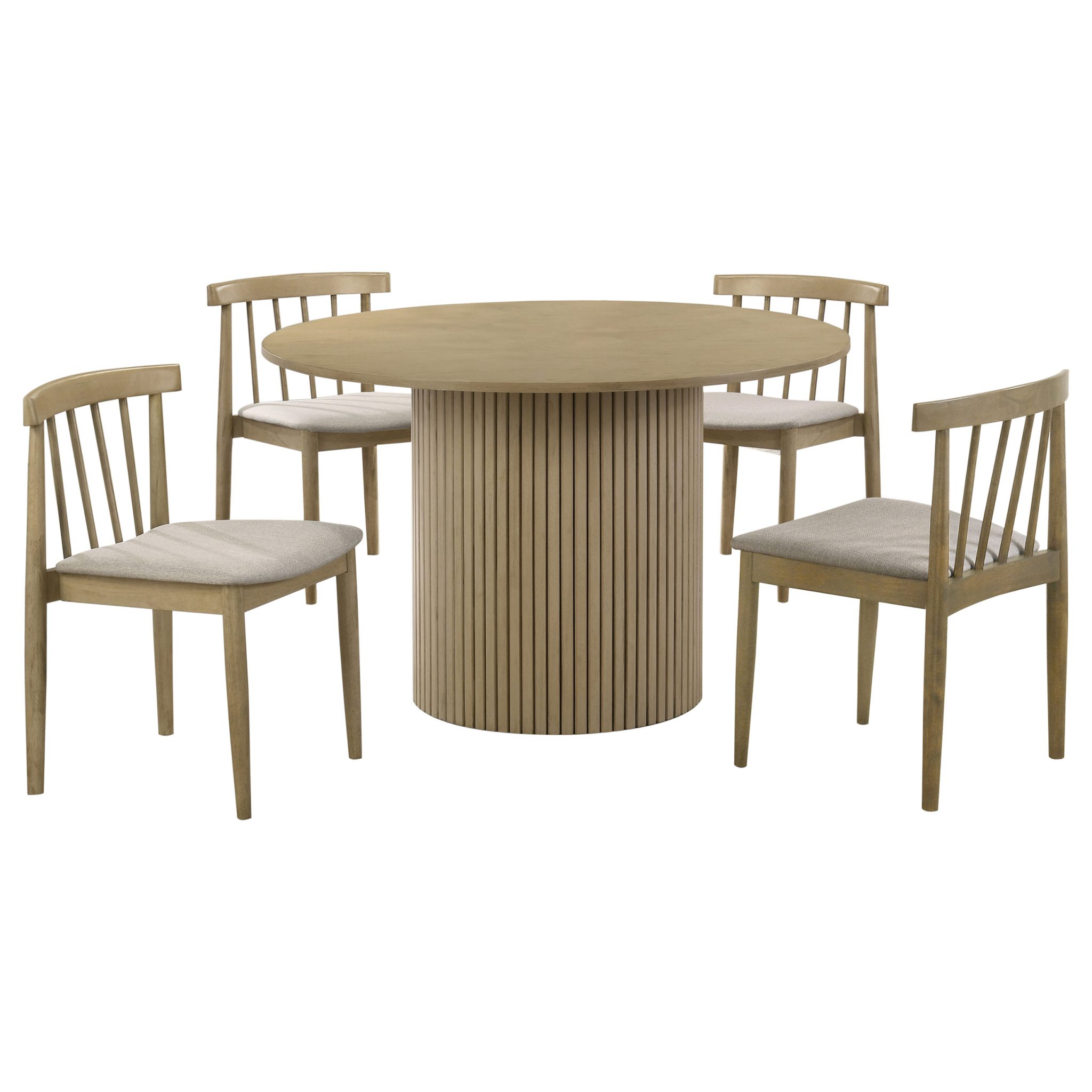 Hamlyn 5-piece Round Wood Dining Set Natural Oak - Image 2