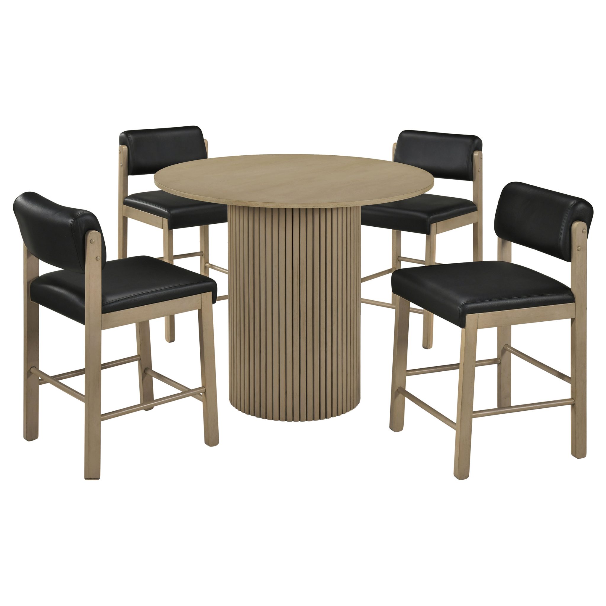 Hamlyn 5-piece Round Wood Counter Height Dining Set Natural Oak - Image 2