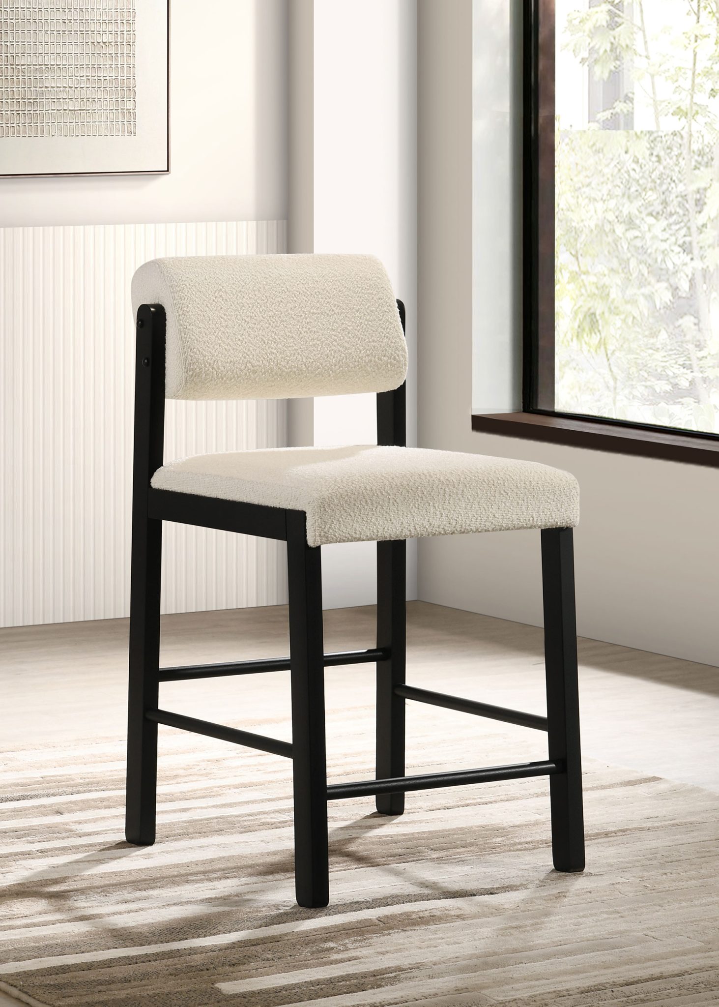 Kehoe Upholstered Counter Height Chair Cream and Black (Set of 2) - Image 2