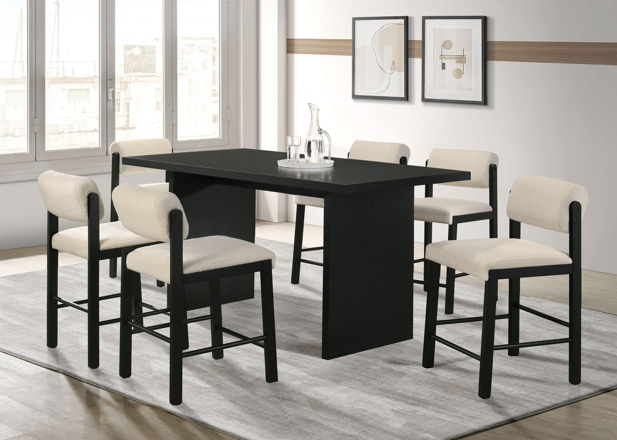 Kehoe Upholstered Counter Height Chair Cream and Black (Set of 2) - Image 14