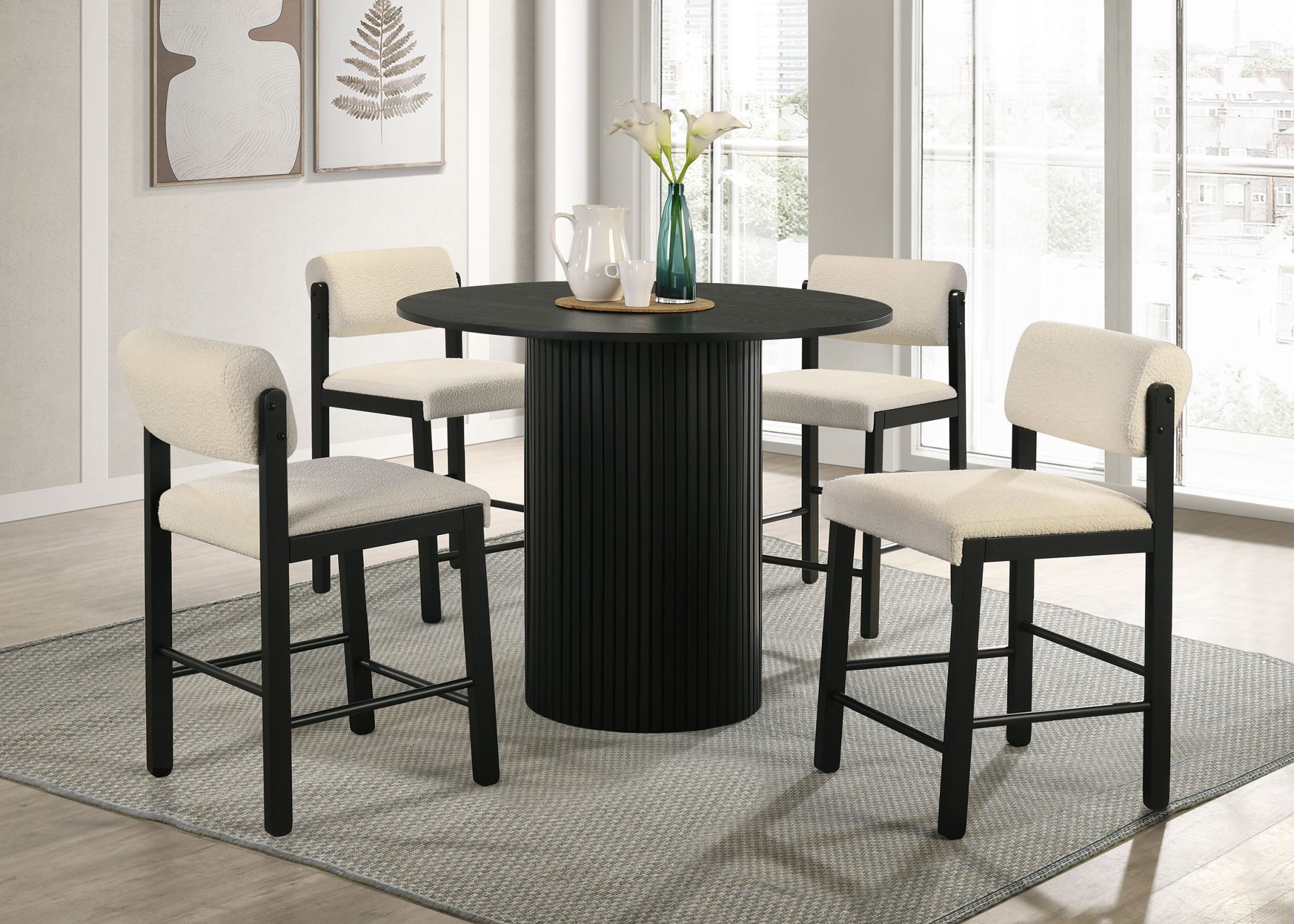 Kehoe Upholstered Counter Height Chair Cream and Black (Set of 2) - Image 15