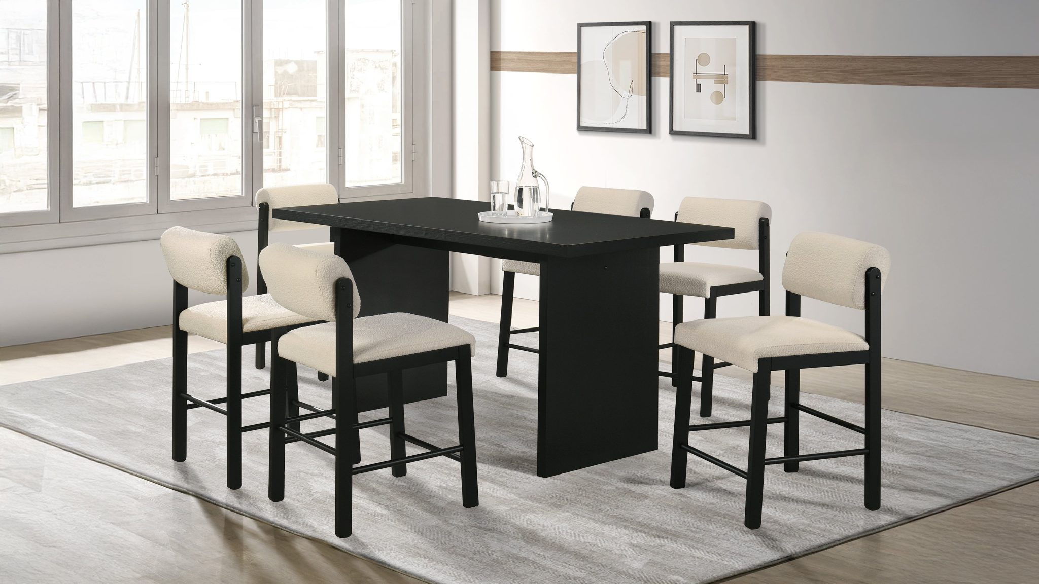 Decker 7-piece 70-inch Rectangular Counter Height Dining Set Black
