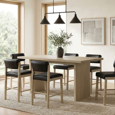 Decker 7-piece 70-inch Rectangular Counter Height Dining Set Natural Oak