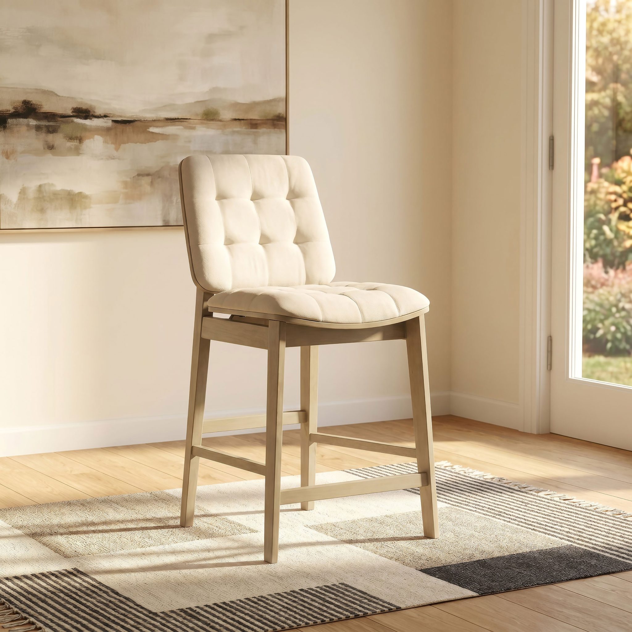 Redbridge Upholstered Counter Chair Cream (Set of 2) - Image 2