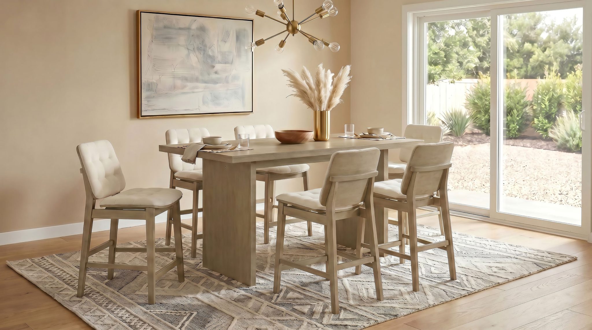Redbridge Upholstered Counter Chair Cream (Set of 2) - Image 14