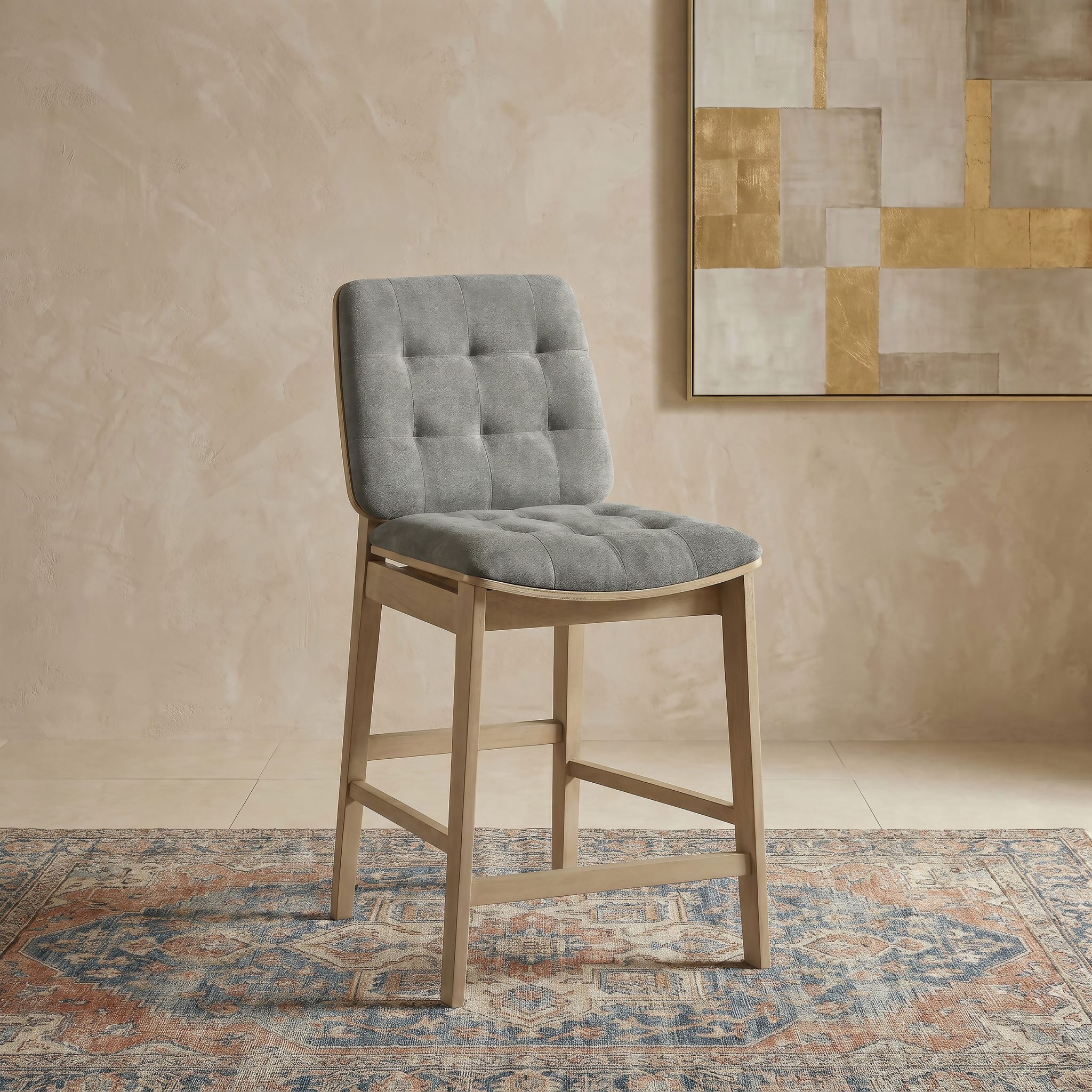 Redbridge Upholstered Counter Chair Grey (Set of 2) - Image 2