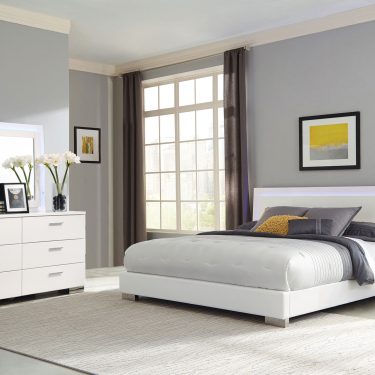 Felicity LED Bedroom Set White High Gloss