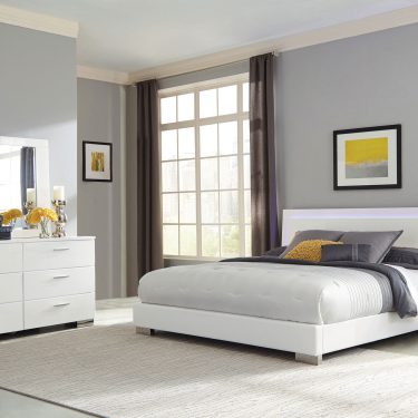 Felicity LED Bedroom Set White High Gloss