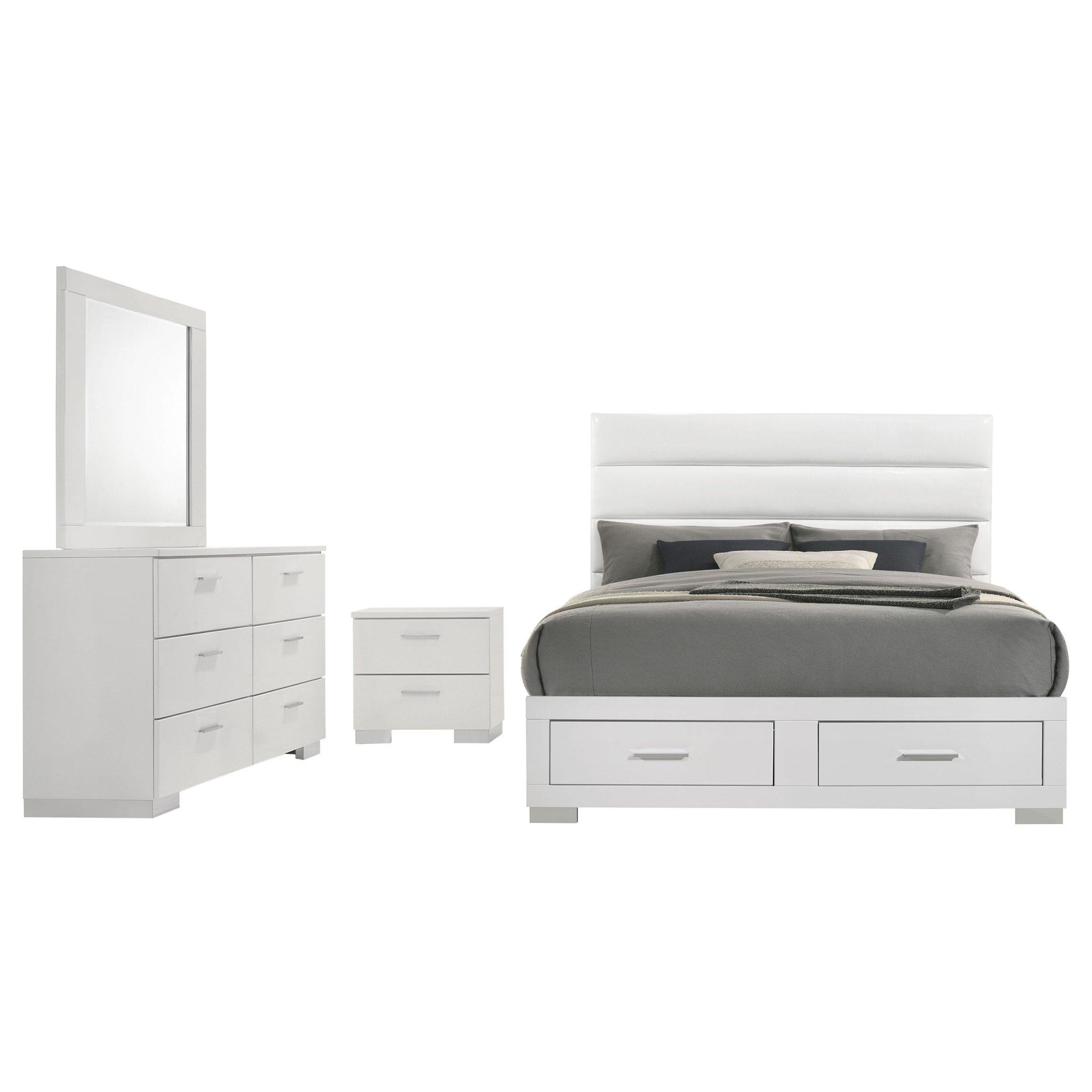 Felicity Storage Platform Bedroom Set White High Gloss - Image 2