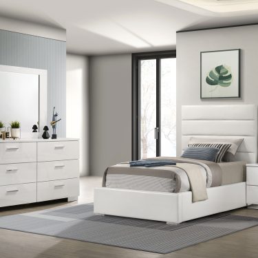 Felicity Upholstered Bedroom Set White High Gloss