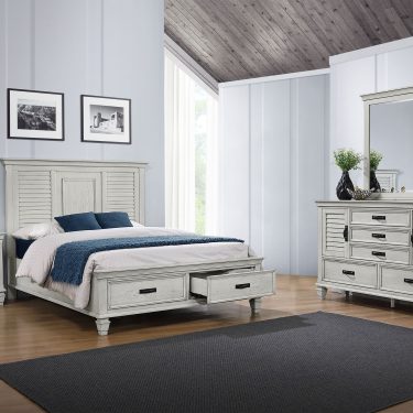 Franco Storage Bedroom Set Distressed White