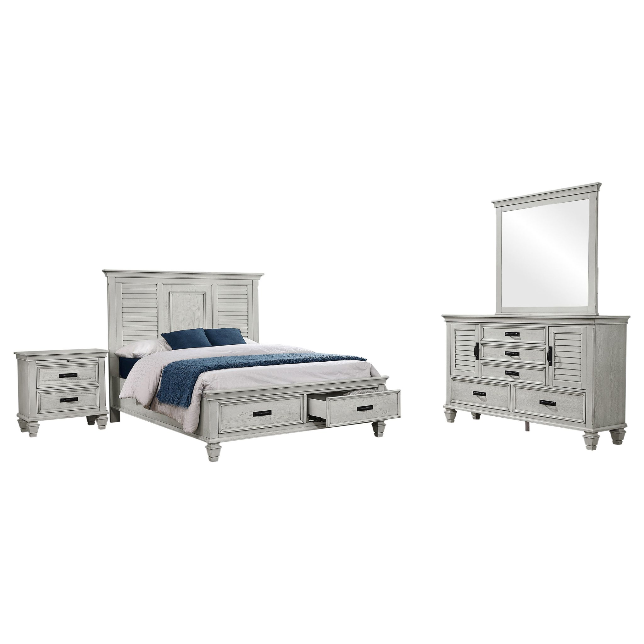 Franco Storage Bedroom Set Distressed White - Image 2