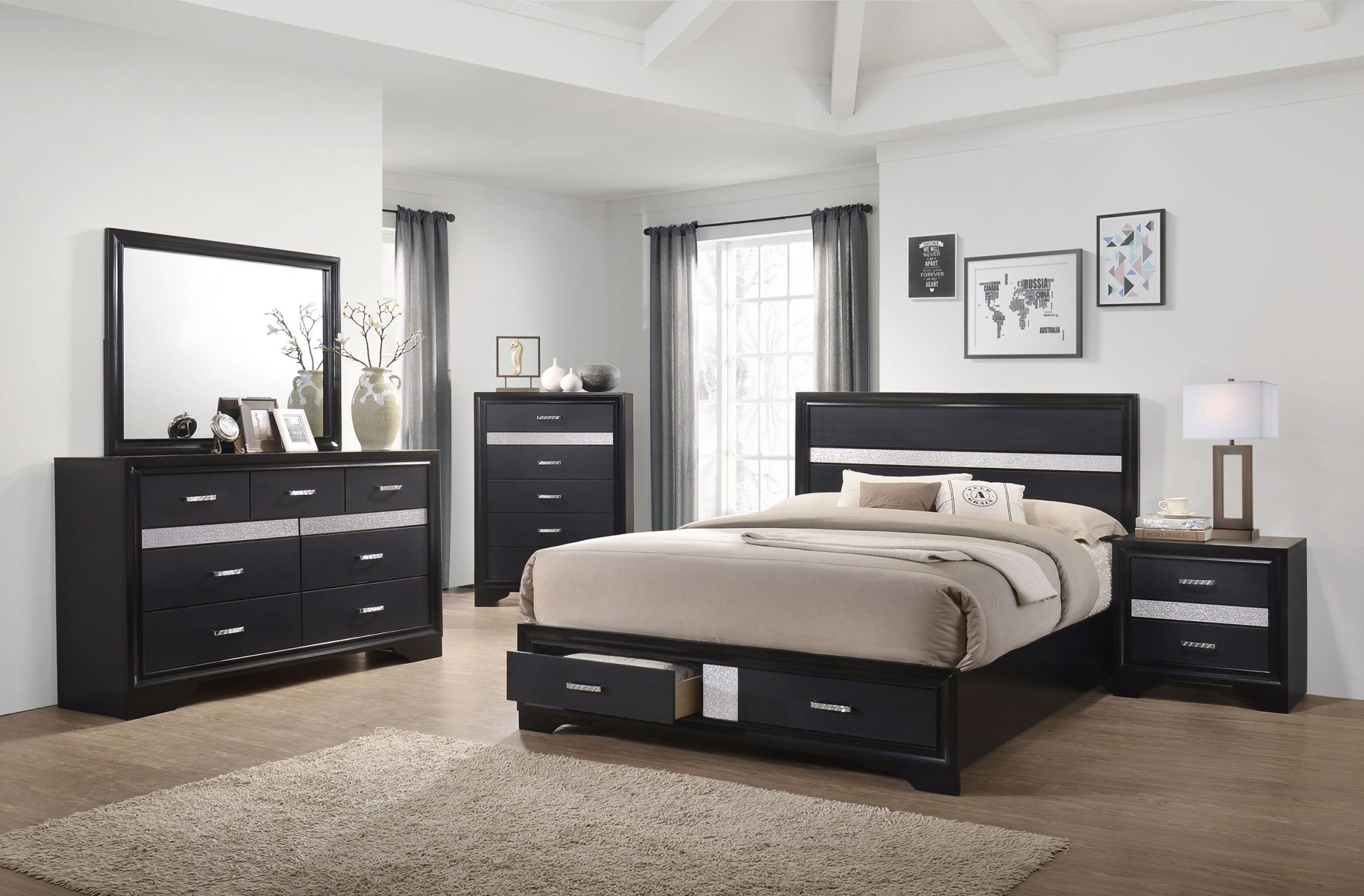 Miranda Storage Bedroom Set Black