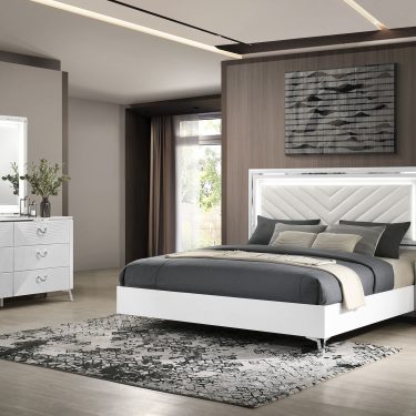 Cassia LED Bedroom Set White High Gloss