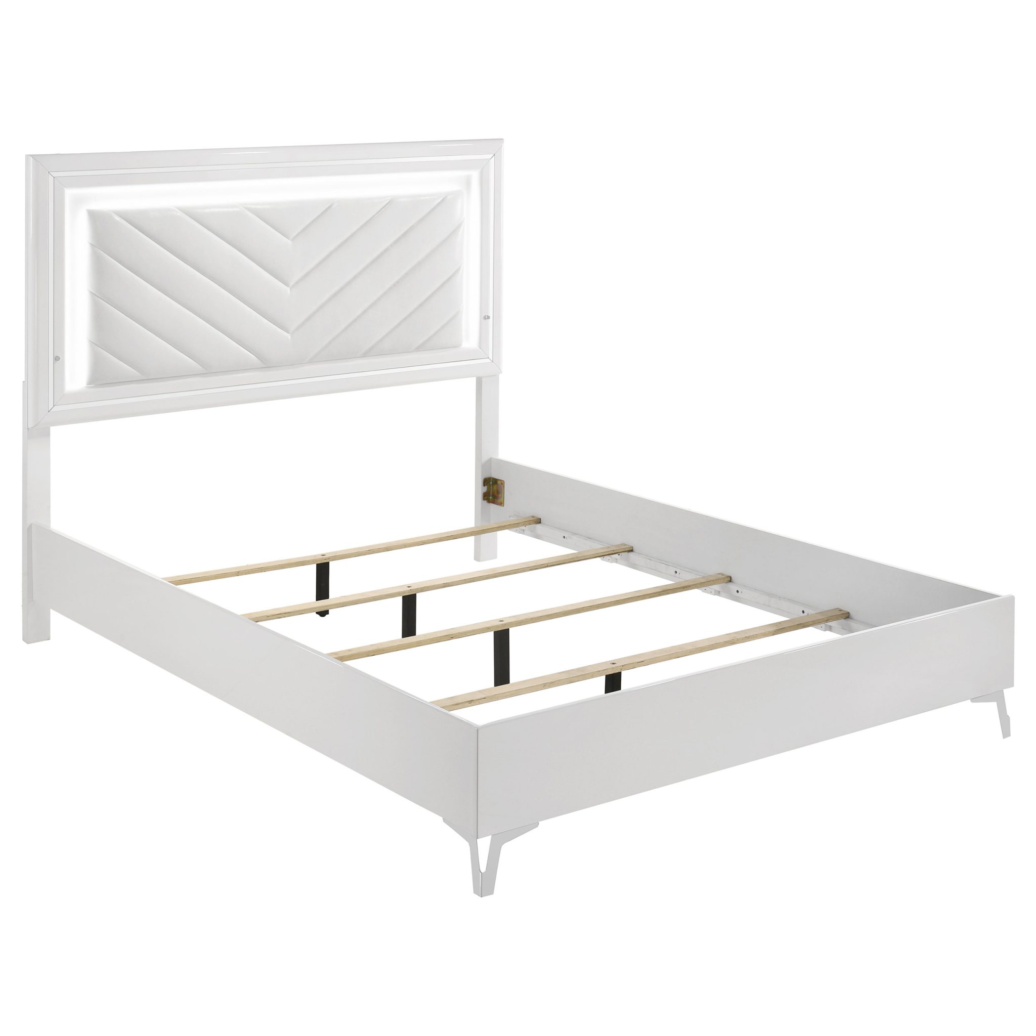 Cassia LED Bedroom Set White High Gloss - Image 3