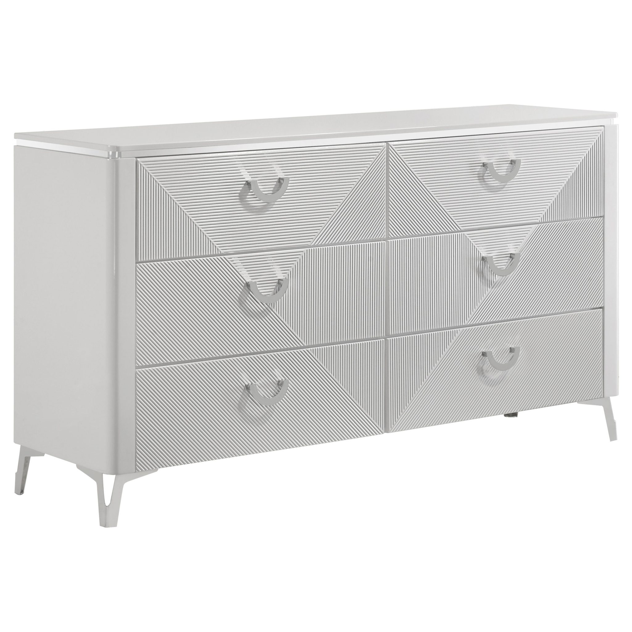 Cassia LED Bedroom Set White High Gloss - Image 7