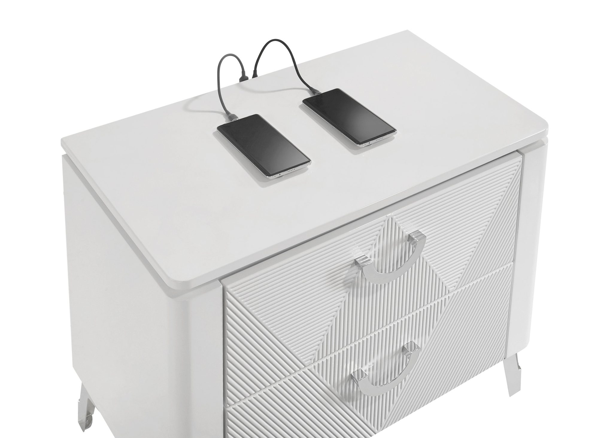 Cassia LED Bedroom Set White High Gloss - Image 12