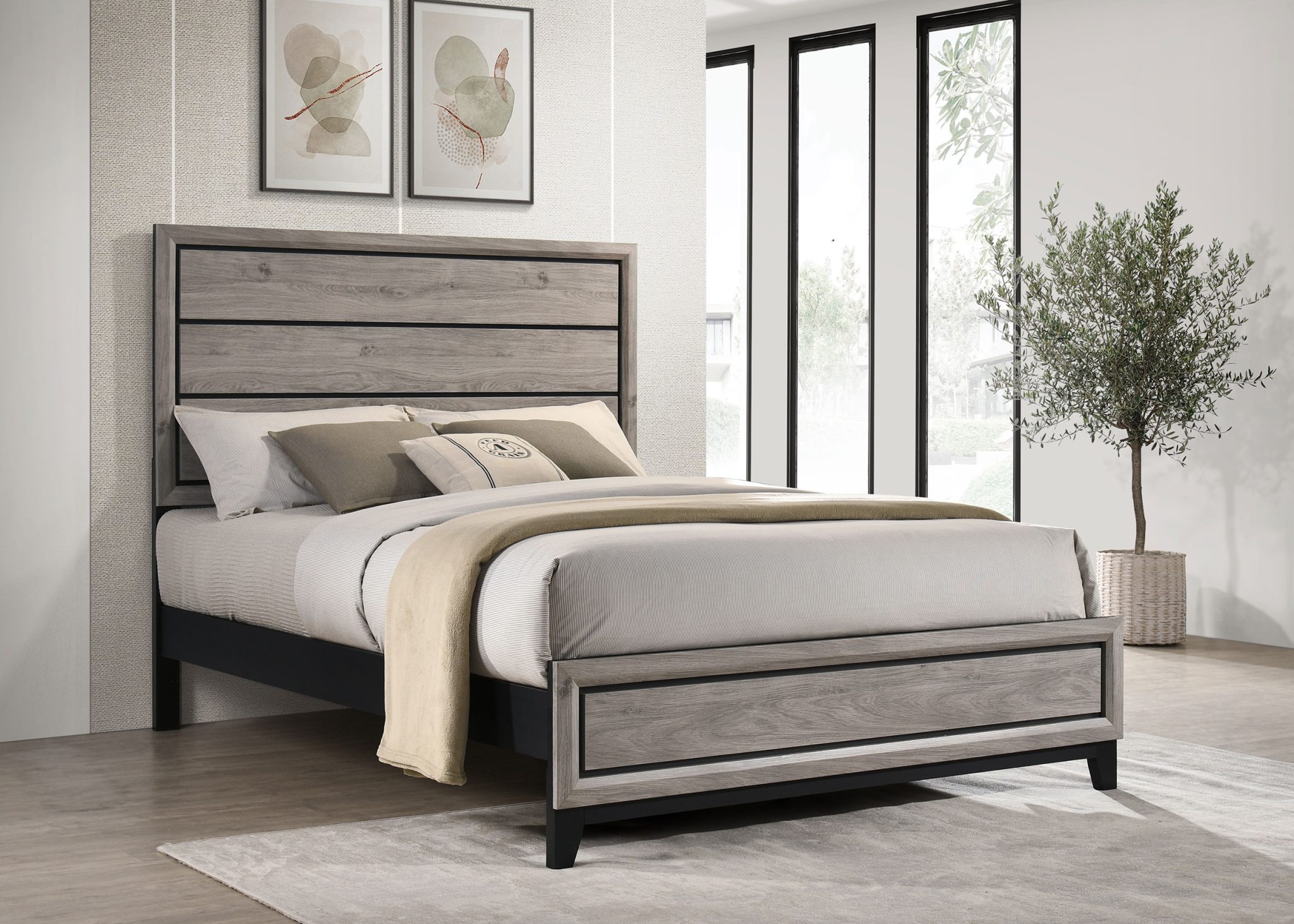 Valen Panel Bed Light Taupe