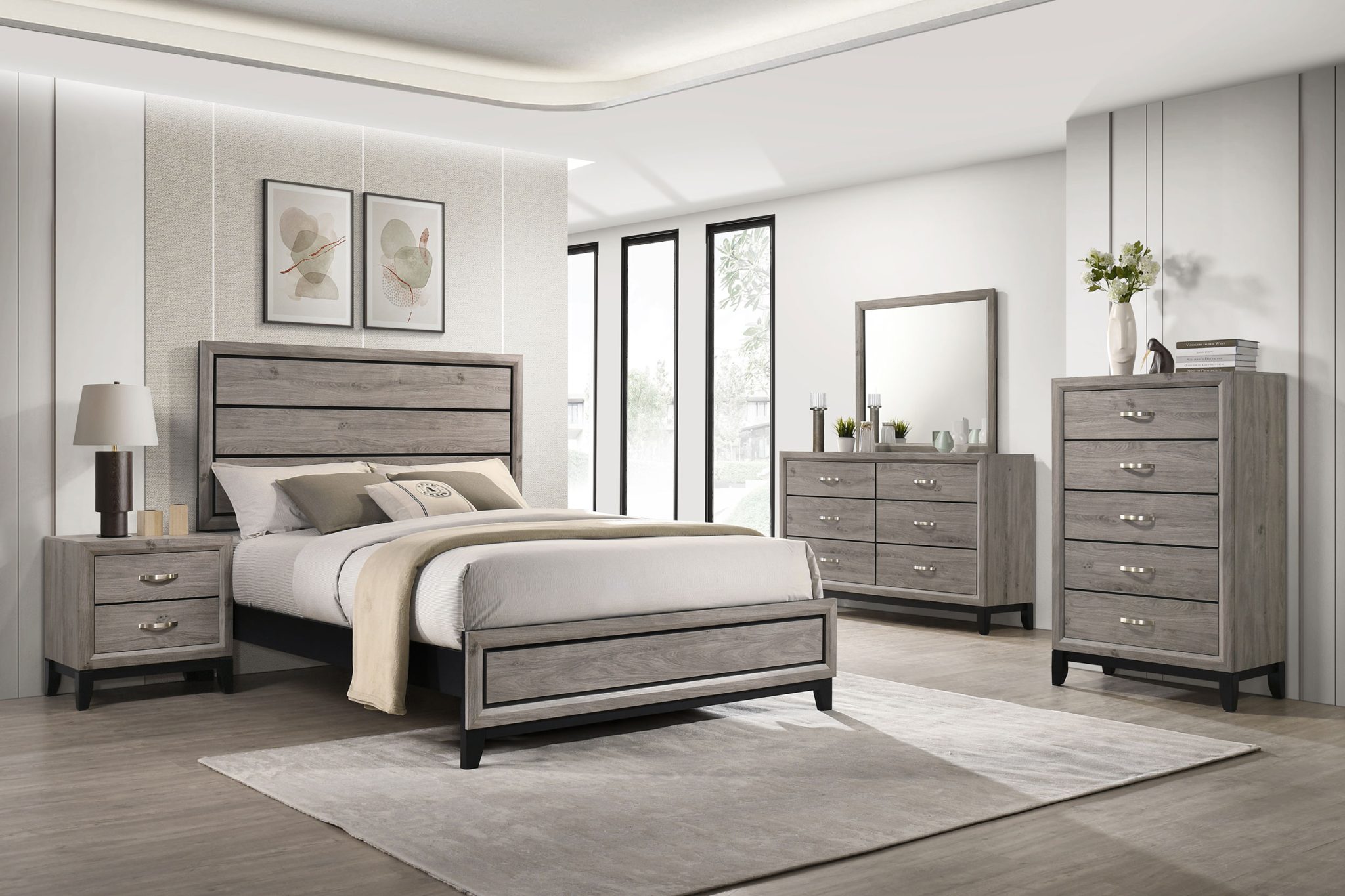 Valen Panel Bed Light Taupe - Image 10