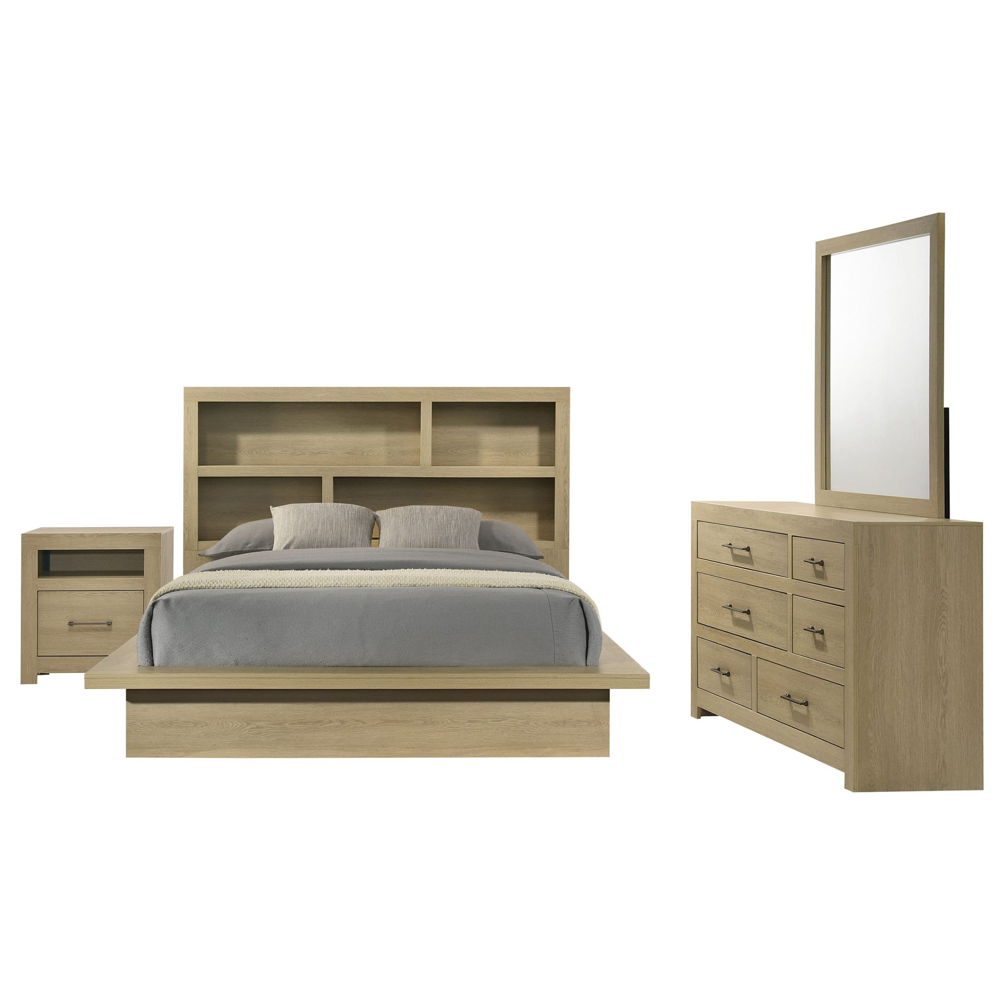 Hendricks Bookcase Bedroom Set Light Oak - Image 2