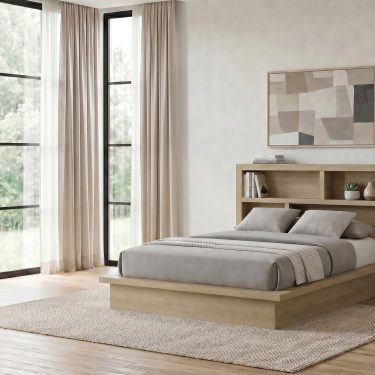 Hendricks Bookcase Platform Bed Light Oak