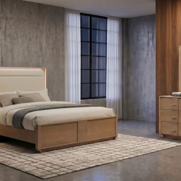 Leanne LED Bedroom Set Light Oak