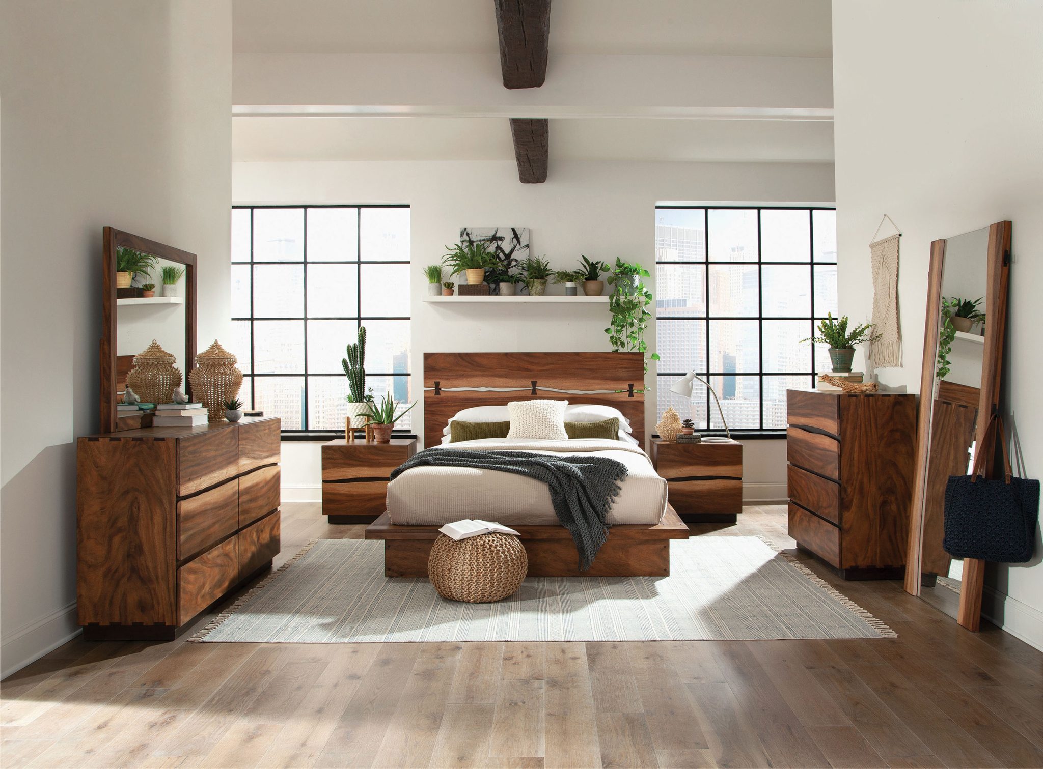 Winslow 31 x 76 Inch Standing Floor Mirror Smokey Walnut - Image 5