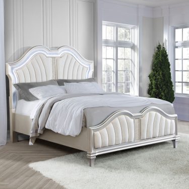 Evangeline LED Panel Bed Silver Oak