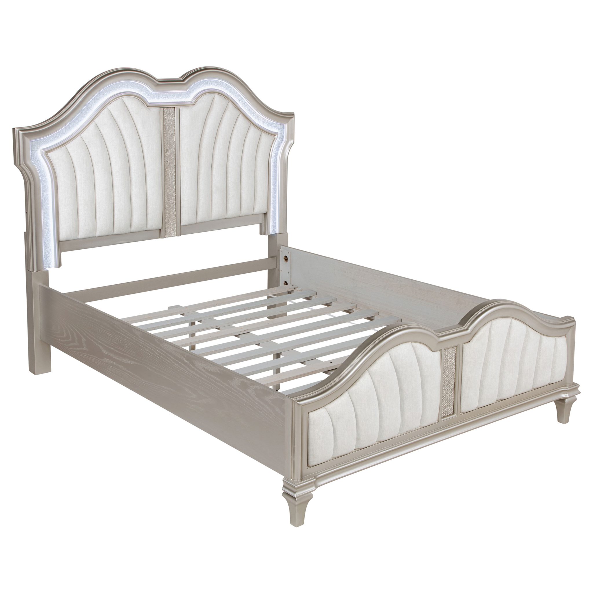 Evangeline LED Panel Bed Silver Oak - Image 2