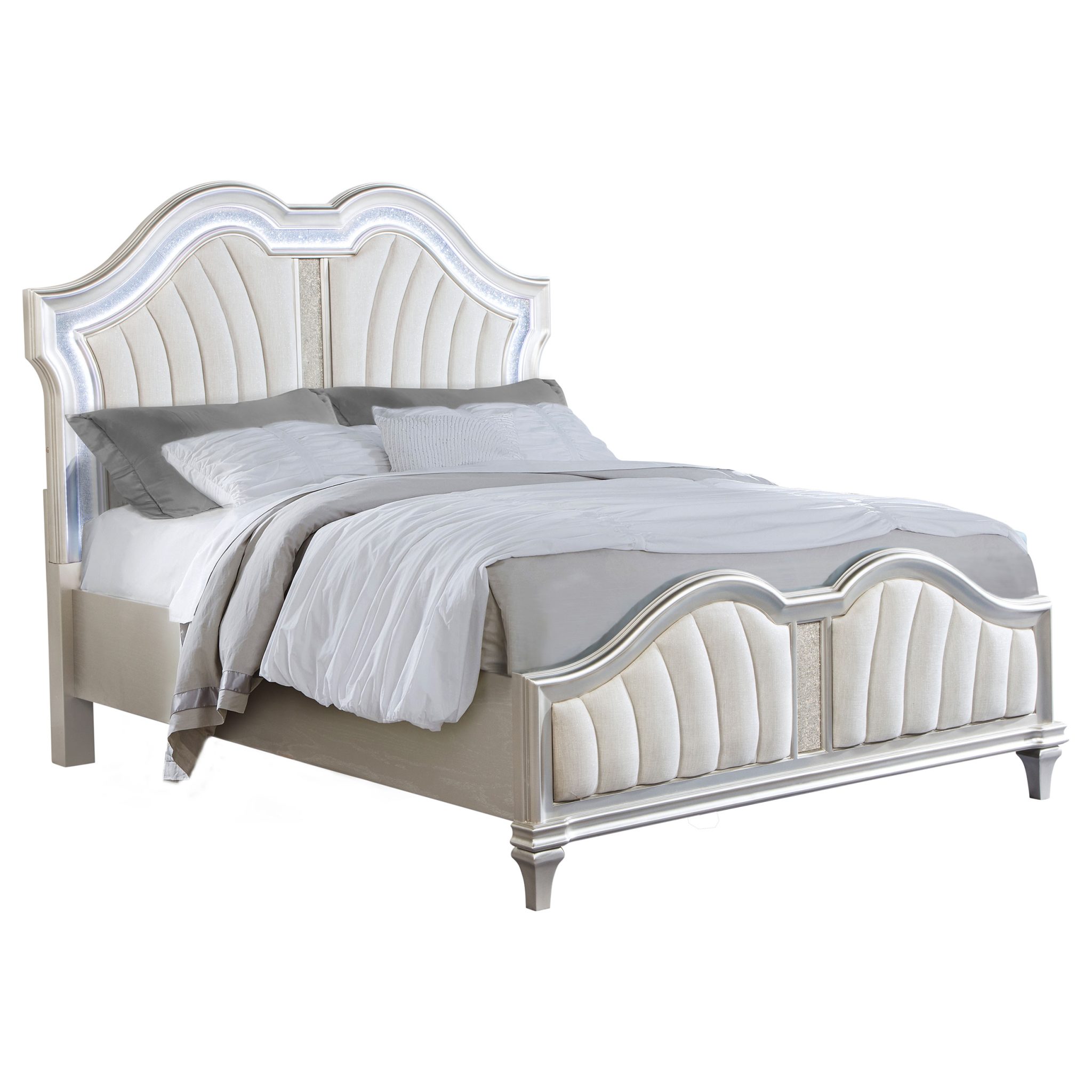 Evangeline LED Panel Bed Silver Oak - Image 3