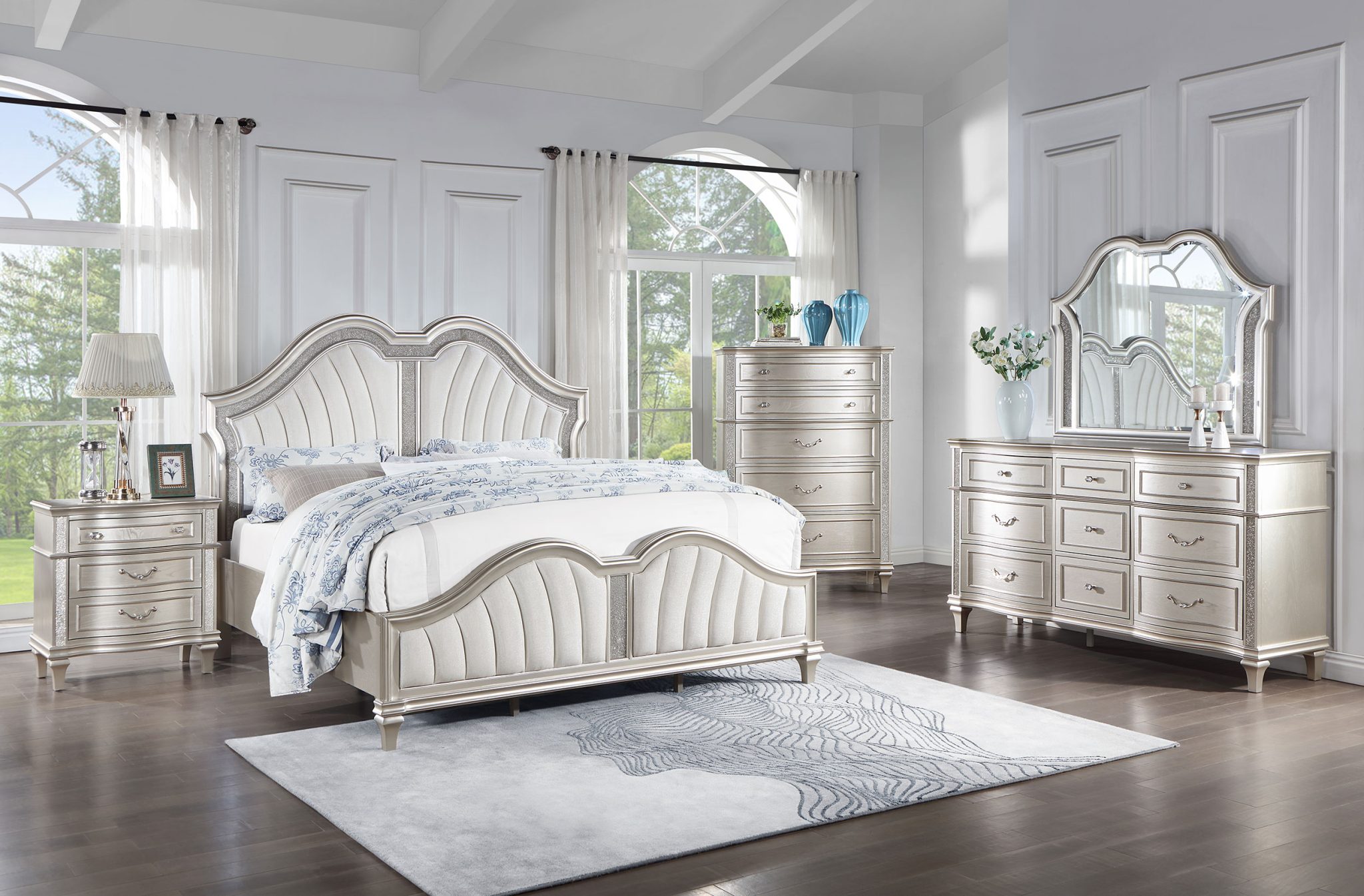 Evangeline LED Panel Bed Silver Oak - Image 11