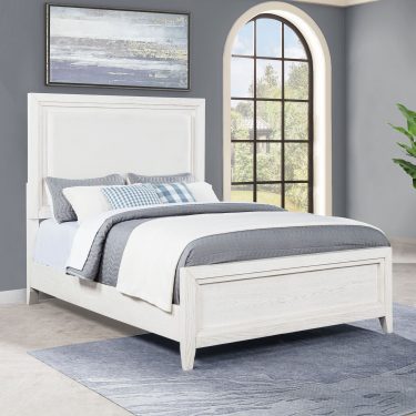 Marielle Upholstered Bed Beige and Walnut