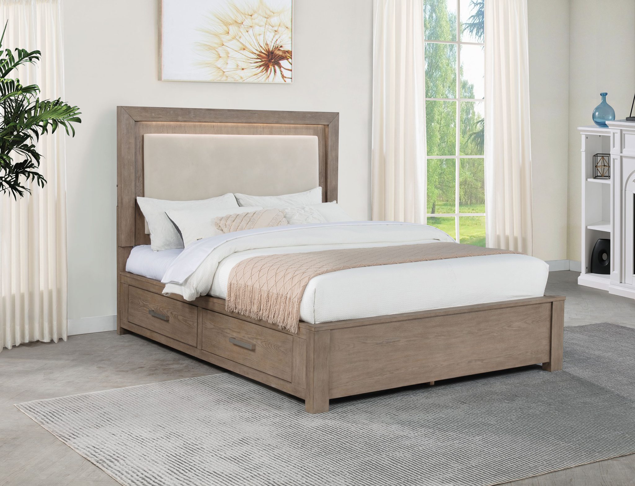 Kenora LED Storage Bed Barley Brown