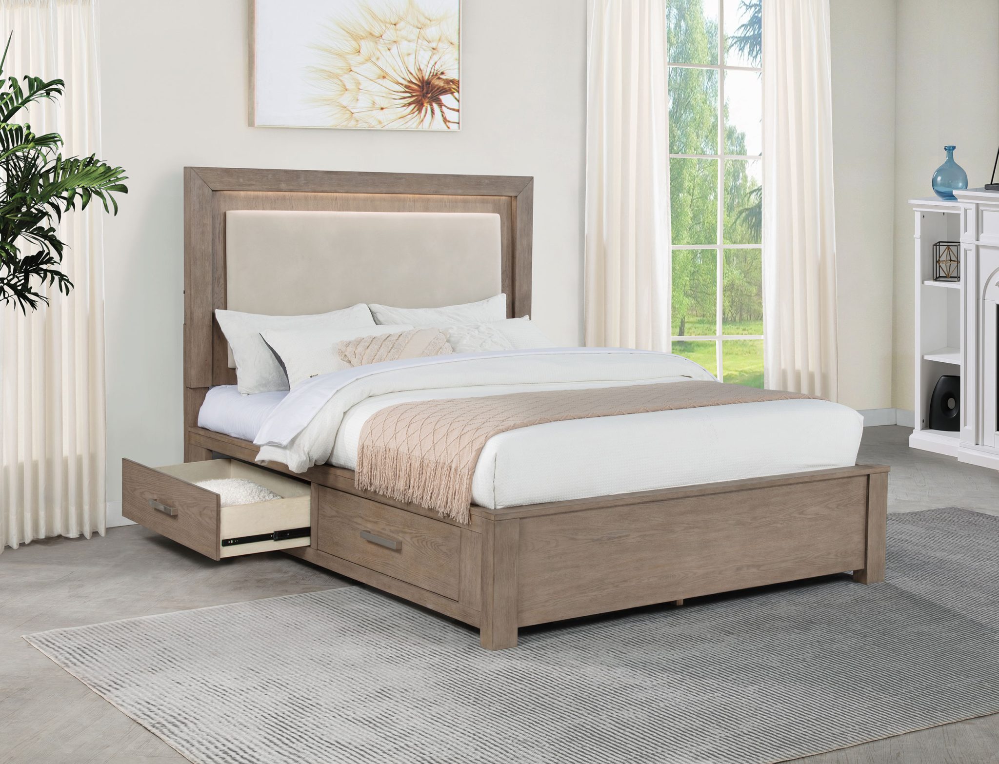 Kenora LED Storage Bed Barley Brown - Image 2