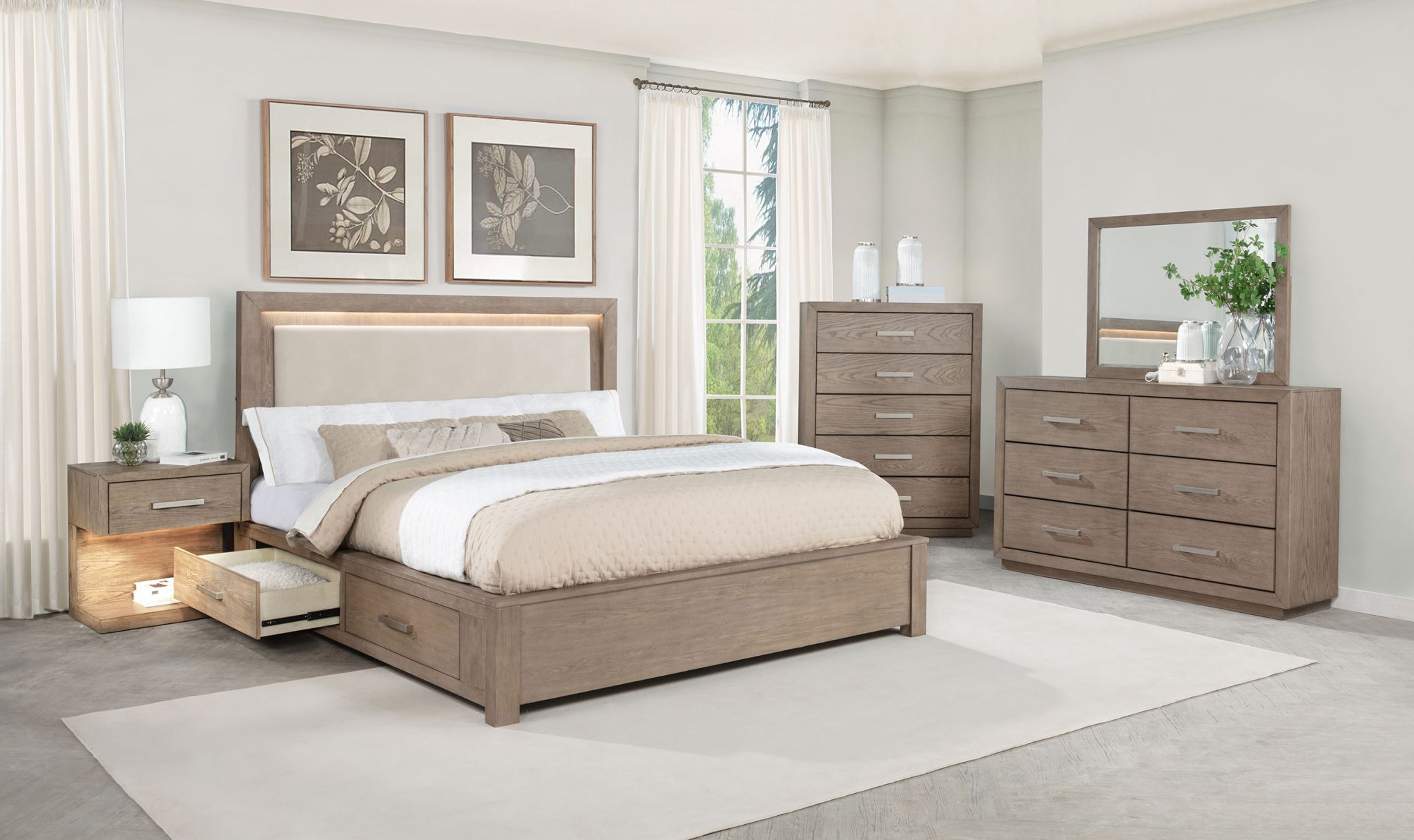 Kenora LED Storage Bed Barley Brown - Image 15
