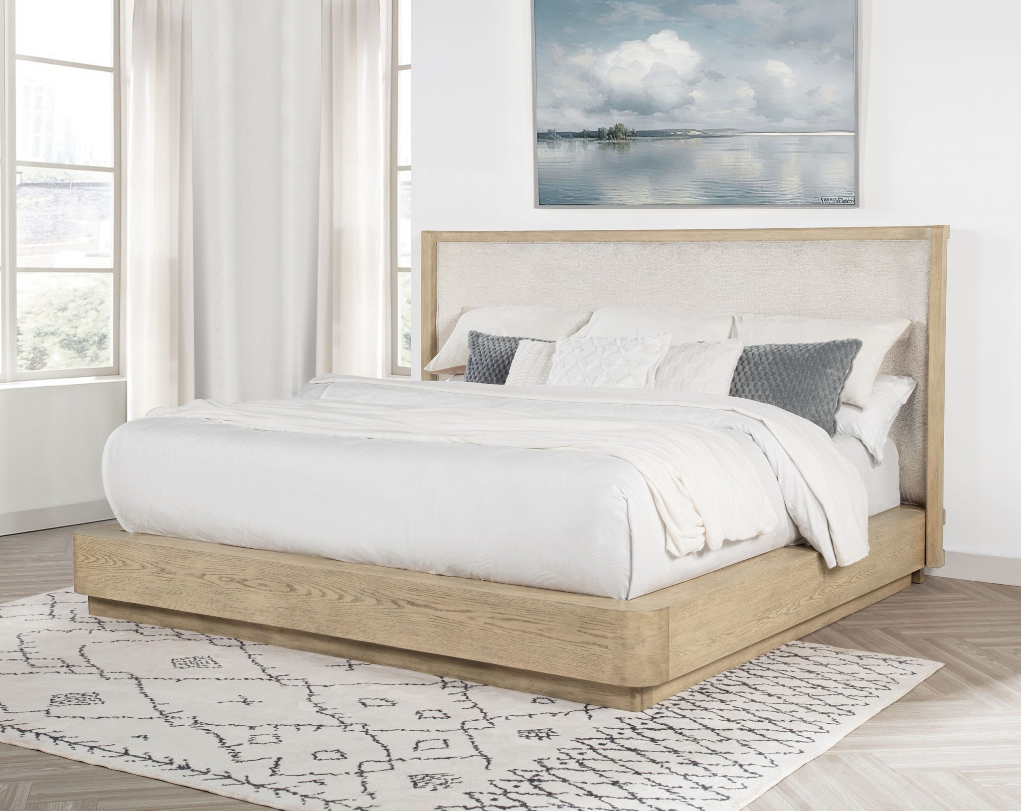 Kailani Wingback Bed Beige Oak