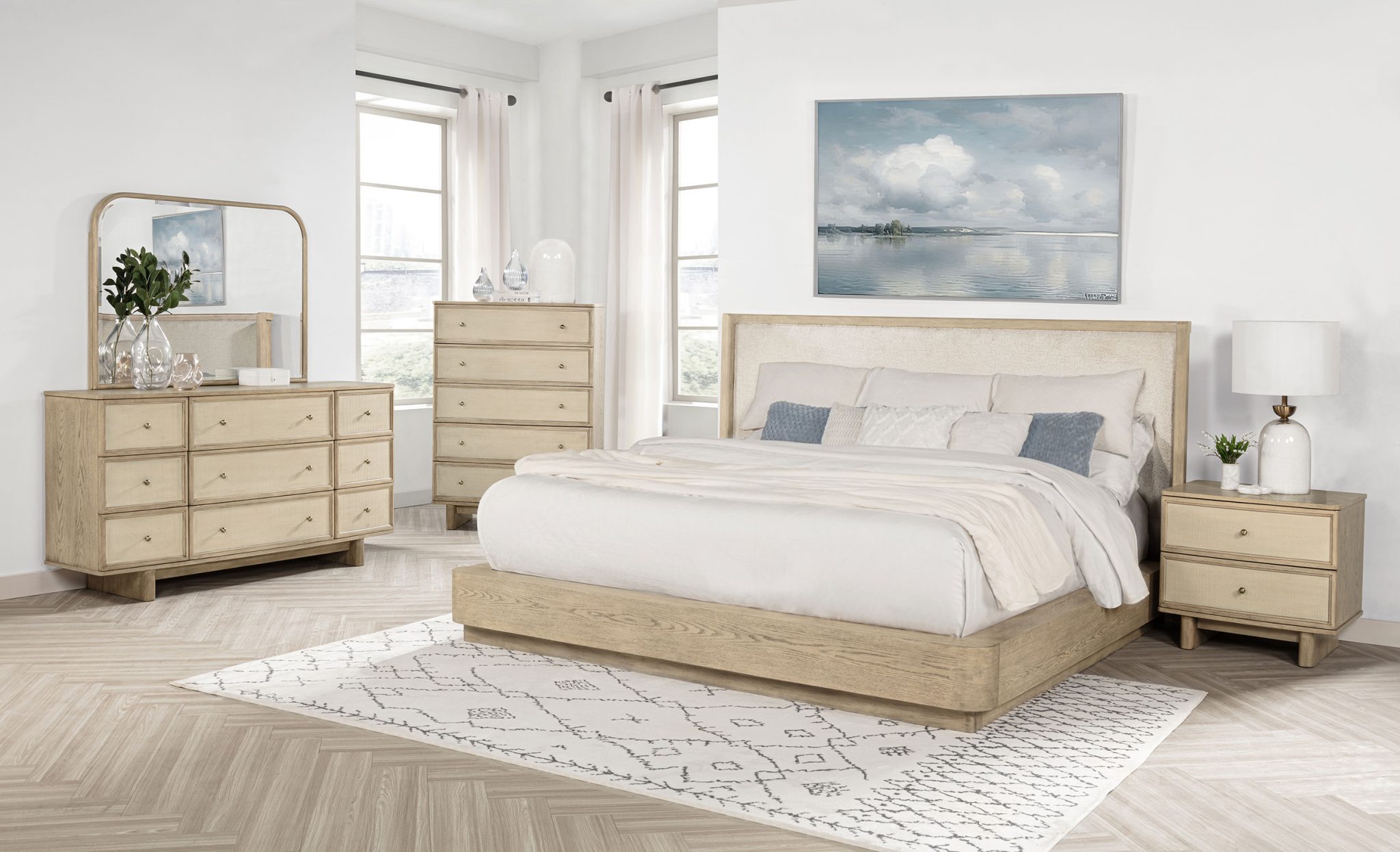 Kailani Wingback Bed Beige Oak - Image 10
