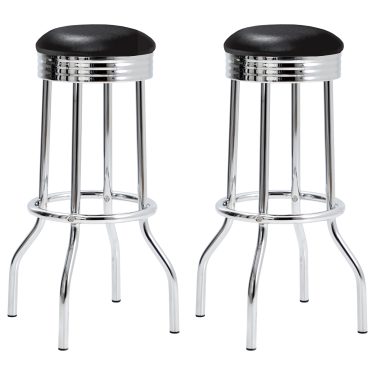 Retro Upholstered Metal Swivel Bar Stool (Set of 2)