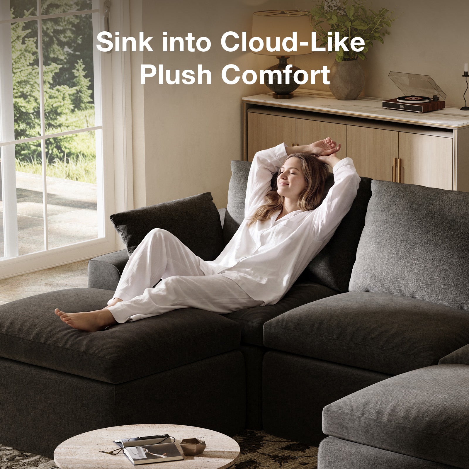 DayDrift Chenille Modular Sectional Sofa - Dark Gray - Image 3