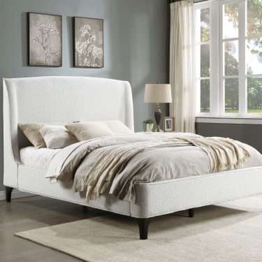 Mosby Upholstered Wingback Bed Snow
