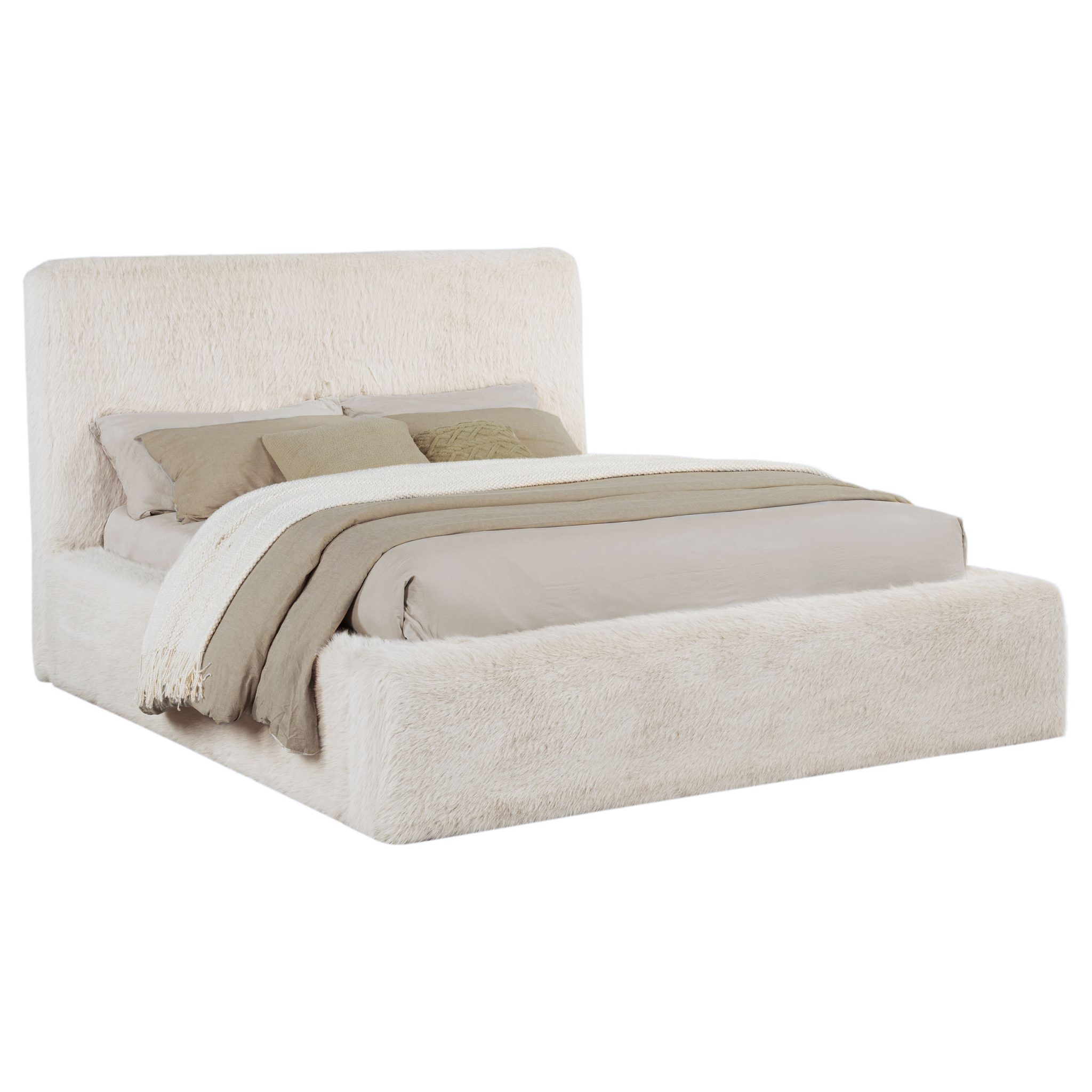 Rebecca Faux Fur Bed Cream - Image 3