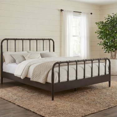Rocco Wood Pipe Frame Bed Dark Bronze