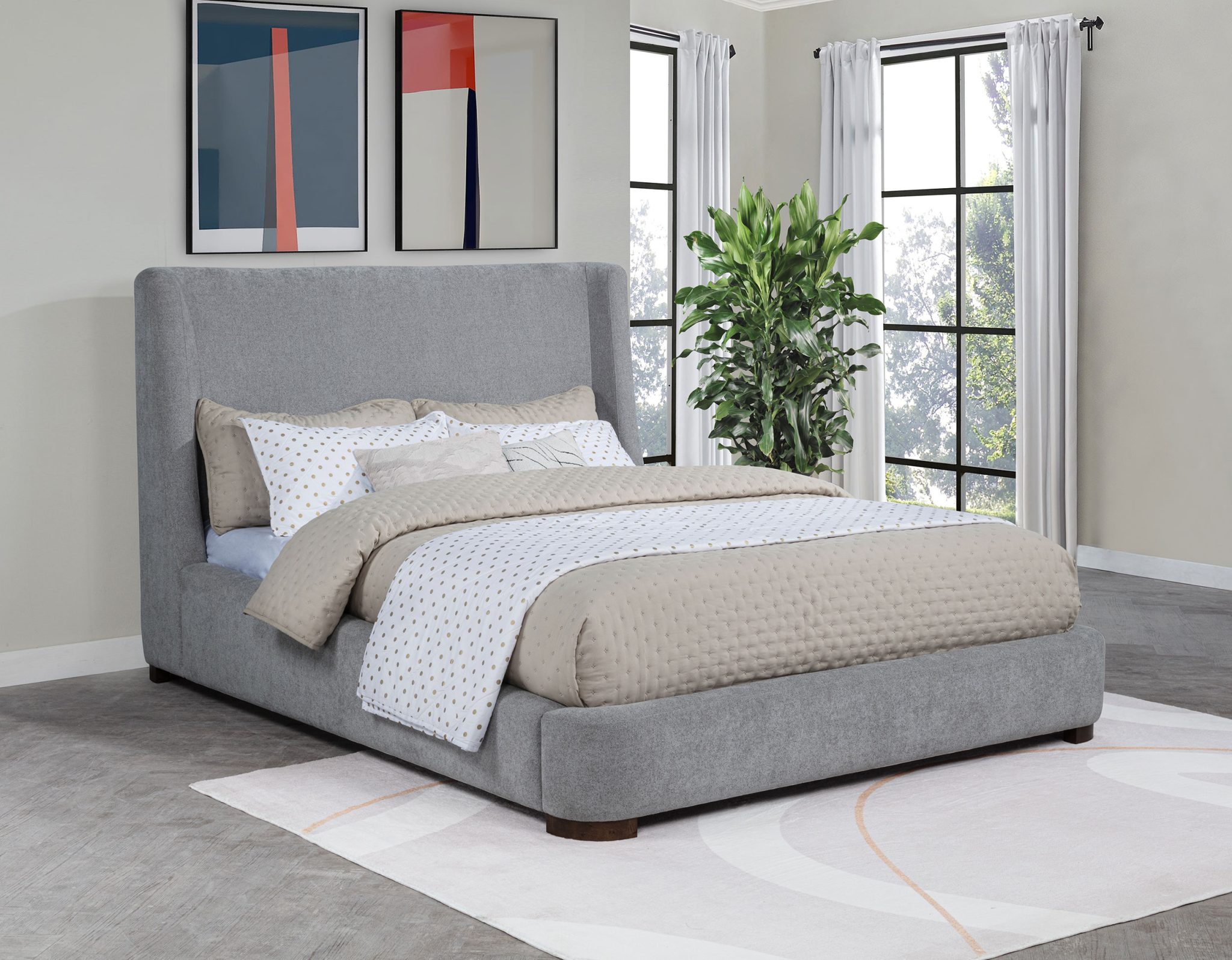 Rennes Wingback Platform Bed Grey