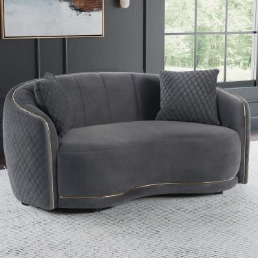 Brookside Velvet Curved Loveseat Dark Grey