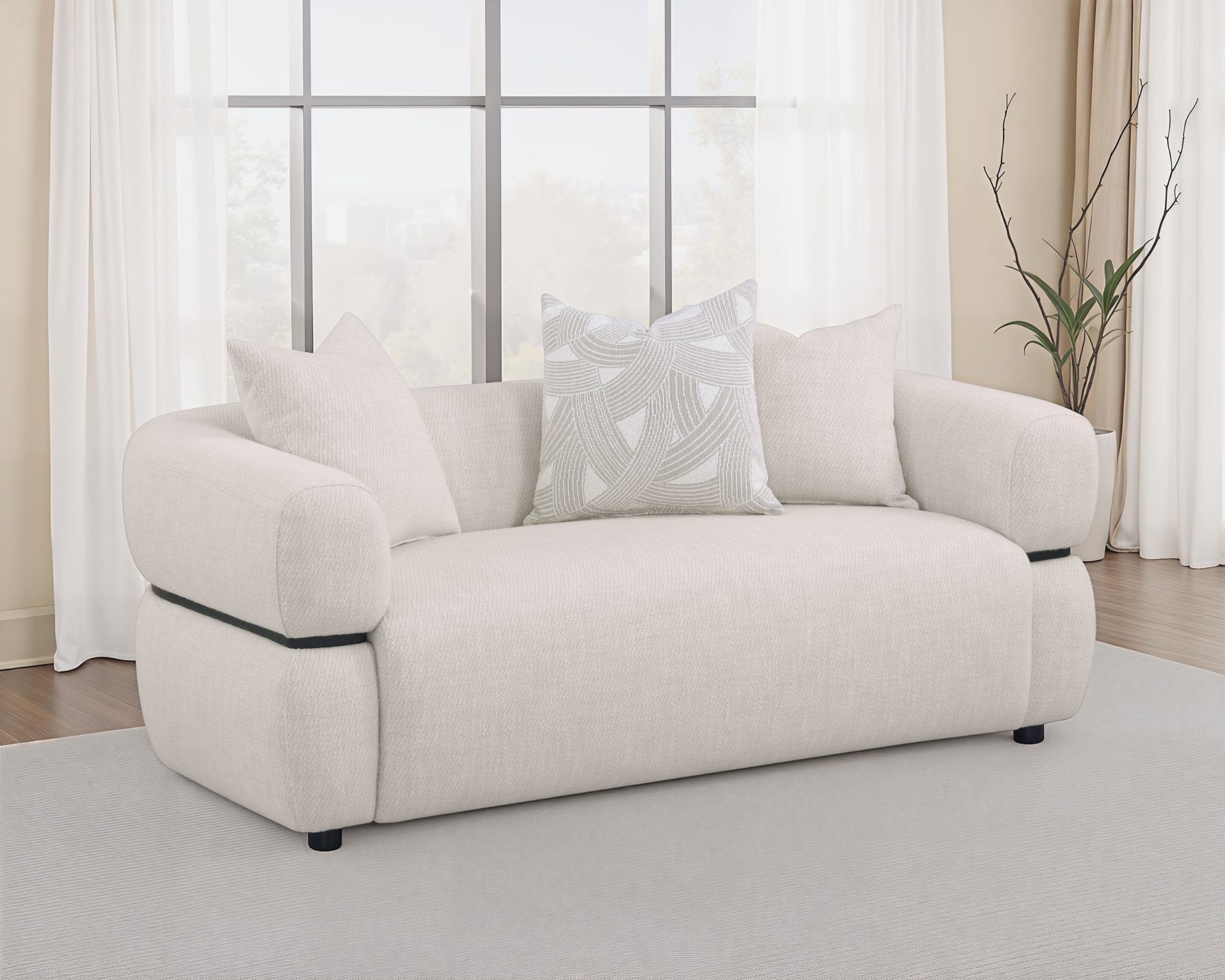 Jeanette Round Arm Loveseat Beige