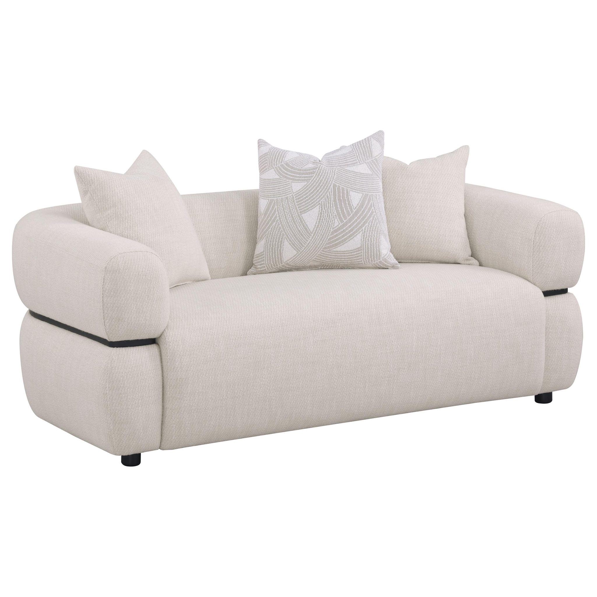 Jeanette Round Arm Loveseat Beige - Image 2