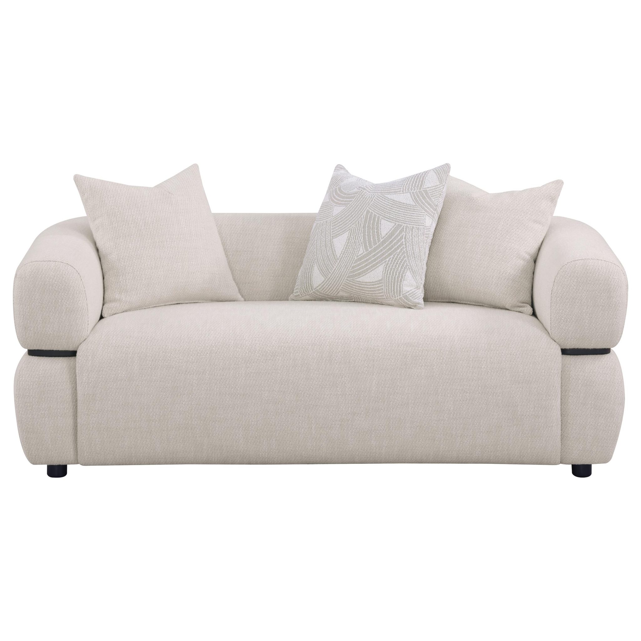 Jeanette Round Arm Loveseat Beige - Image 3