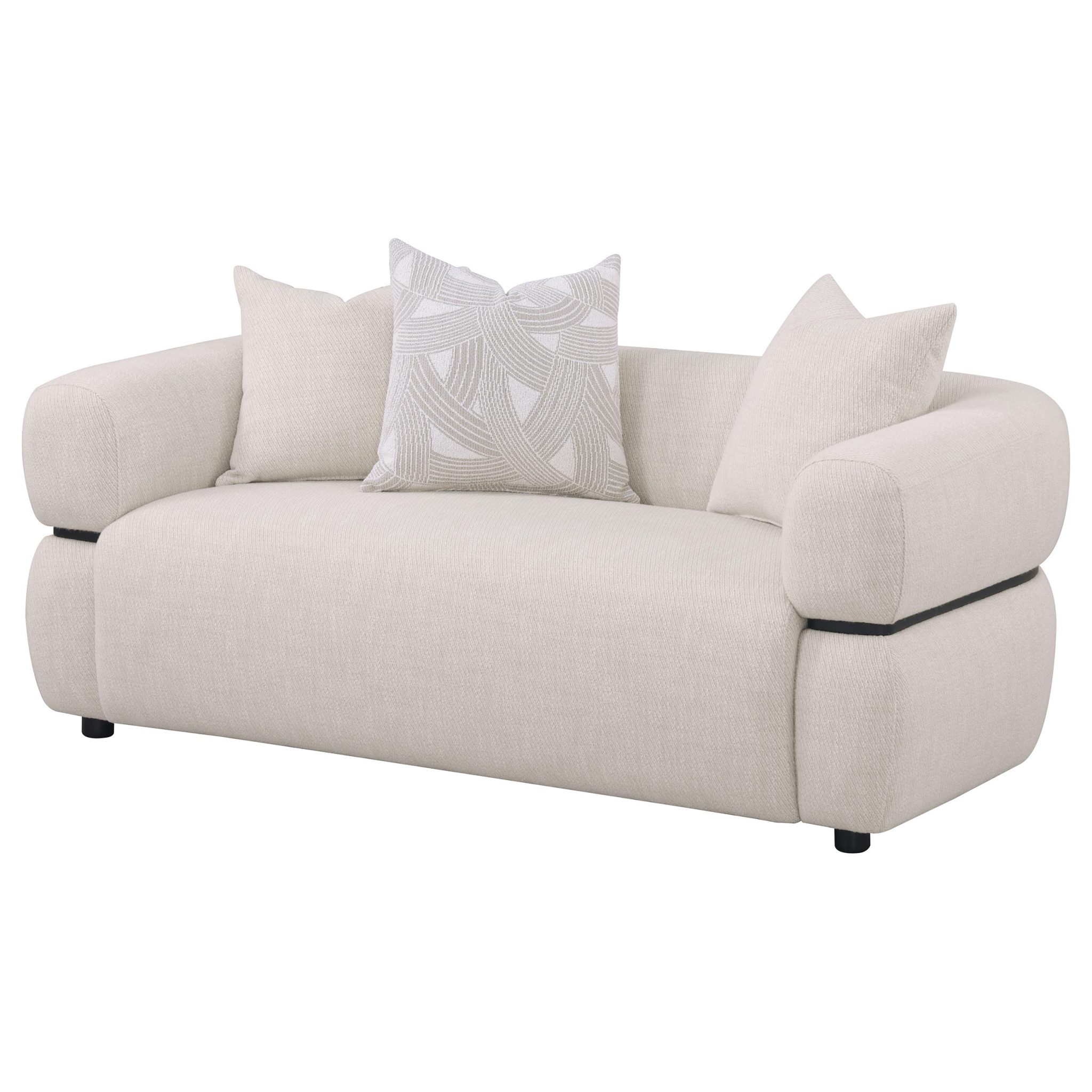 Jeanette Round Arm Loveseat Beige - Image 4