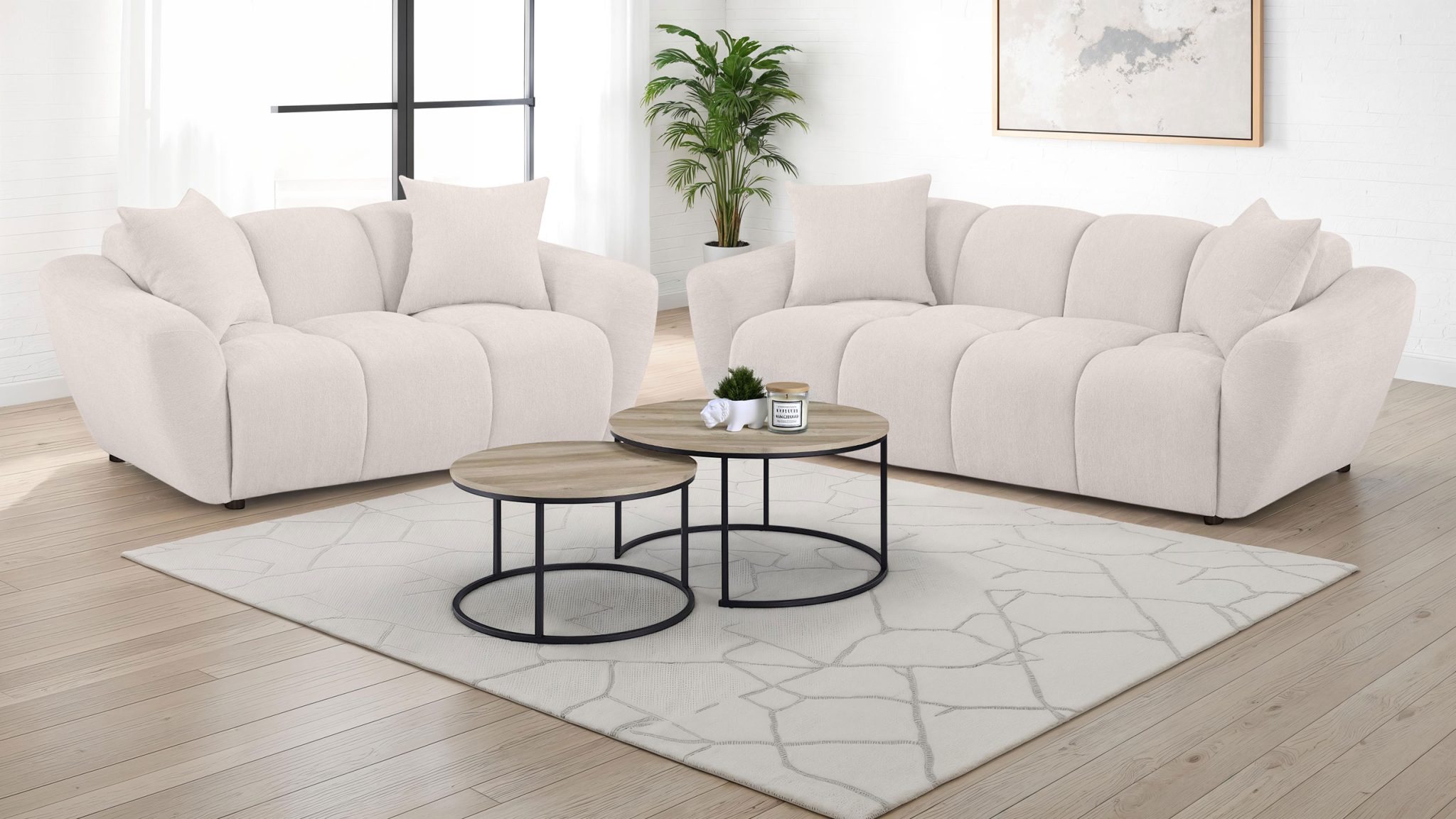 Destino Splayed Arm Loveseat Greige - Image 11