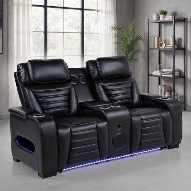 Zuma Dual Power Reclining Loveseat Black